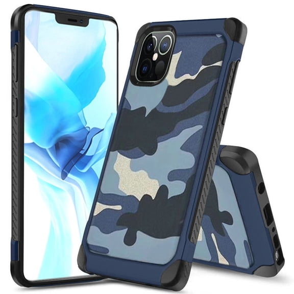 For Iphone 13 6.1 Premium Design Hybrid Case Cover - Camoblue