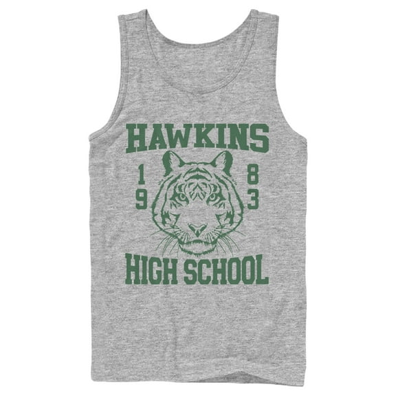 Netflix Men's Stranger Things Hawkins High School Tiger 1983 Tank Top Athletic Heather Small