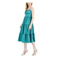 thumbnail image 3 of INC DRESSES Womens Green Smocked Adjustable Pullover Tiered Striped Sleeveless Square Neck Midi Fit + Flare Dress 16, 3 of 4
