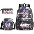 thumbnail image 3 of 3 piezas de Sonic The Hedgehog, bolso escolar para mujer, bolso de hombro de moda, mochila informal de gran capacidad para exteriores con estuche para lápices, suministros, 3 of 5