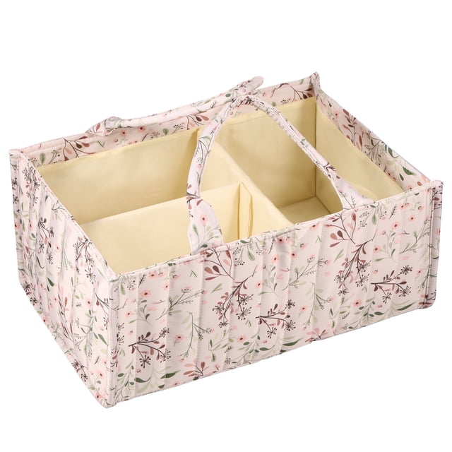 Organizador de Pañales Floral, Cesta de Almacenamiento Elegante para la Guardería, Regalo para Baby Shower, Imprescindible para el Registro de Bebés, Esenciales para Recién Nacidos