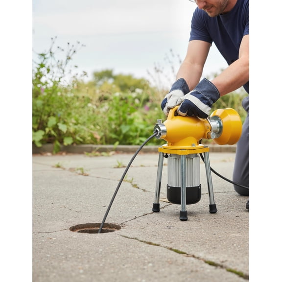 QinaQin Electric Sewer Snake Drain Auger,Drain Cleaner Machine for Sink Toilet Drainage,Yellow