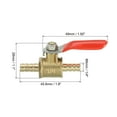 thumbnail image 2 of Uxcell 1/4" Brass Mini Ball Valve Shut-off Switch Valve Hose Barb Pipe Tube Fittings Red Handle, Brass Tone 3 Pcs, 2 of 5