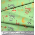 thumbnail image 2 of Soimoi Green Georgette Viscose Fabric Tequila Sunrise,Margarita & Rosemary Fizz Drinks Beverages Print Sewing Fabric Yard 42 Inch Wide, 2 of 3