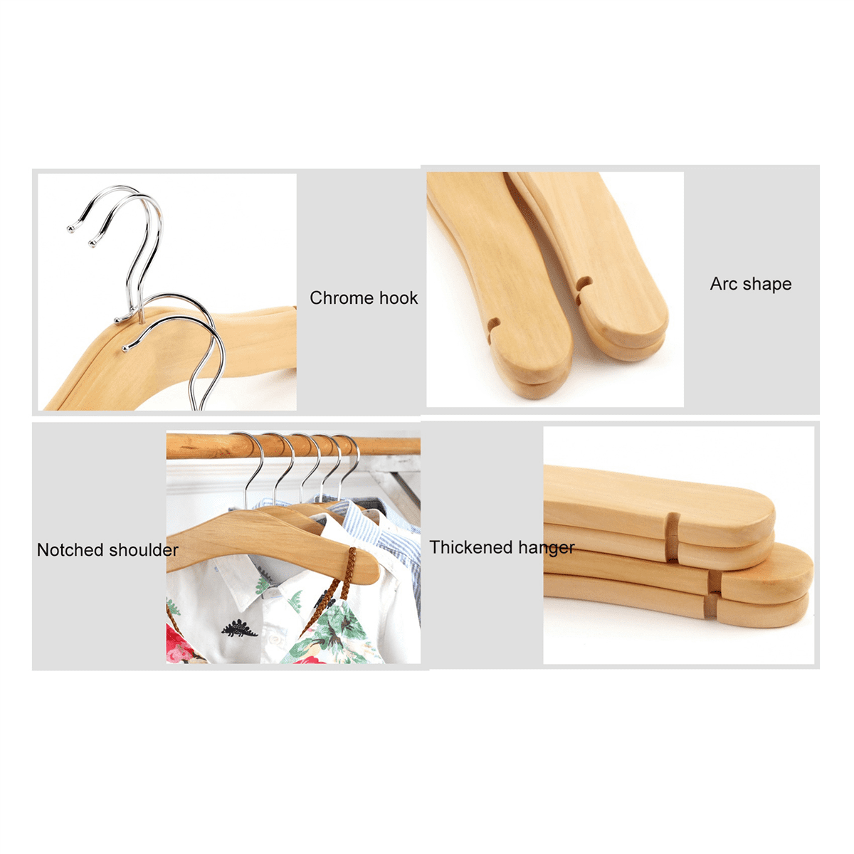 Wooden Baby Hangers,Kids Hangers,Notched Shoulder Design for Children Clothes,Decoration Hanger,20 Pack,Medium
