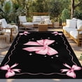 thumbnail image 2 of Valentine's Day Outdoor Rug for Patio/Deck/Porch, Non-Slip Large Area Rug 3 x 5 Ft, Pink Bowknot Ribbon on Black Mother's Day Indoor Outdoor Rugs Washable Area Rugs, Camping Rug Carpet Runner, 2 of 8