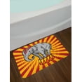 thumbnail image 2 of Circus Bath Mat, Show Animal on Pop Art Inspired Background with Dots and Rays, Plush Bathroom Decor Mat with Non Slip Backing, 29.5" X 17.5", Orange Ruby Pale Taupe, by Ambesonne, 2 of 2