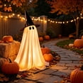 thumbnail image 3 of Halloween Wizard Ghost Light Up Decoration, Outdoor Spooky Stand Up Ghost with Witch Hat Warm Glowing Ornament, for Front Door Entrance Home Yard Garden Party Layout Display, 3 of 6