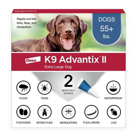 K9 Advantix II Vet-Recommended Flea, Tick & Mosquito Prevention for XL Dogs +55 lbs, 2 Monthly Treatments