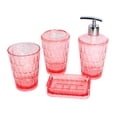 thumbnail image 3 of 4x Dispensador de jabón, soporte para cepillo de dientes, artículos esenciales para apartamentos, moderno, juego de accesorios de baño, vaso para enju rosa, 3 of 8