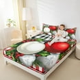 thumbnail image 4 of Feelyou Cartoon Xmas Ball Twin Sheet Sets, Red White Plaid Twin Fitted Sheet, Merry Christmas Flat Sheet, Breathable Home Decor,3 Pieces, 4 of 7