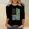 thumbnail image 2 of JSheng Women's 3/ 4 Sleeve Tops Fashion Casual Printed Round Neck Pullover T-shirt for Saint Patrick's Day Black XL, 2 of 5