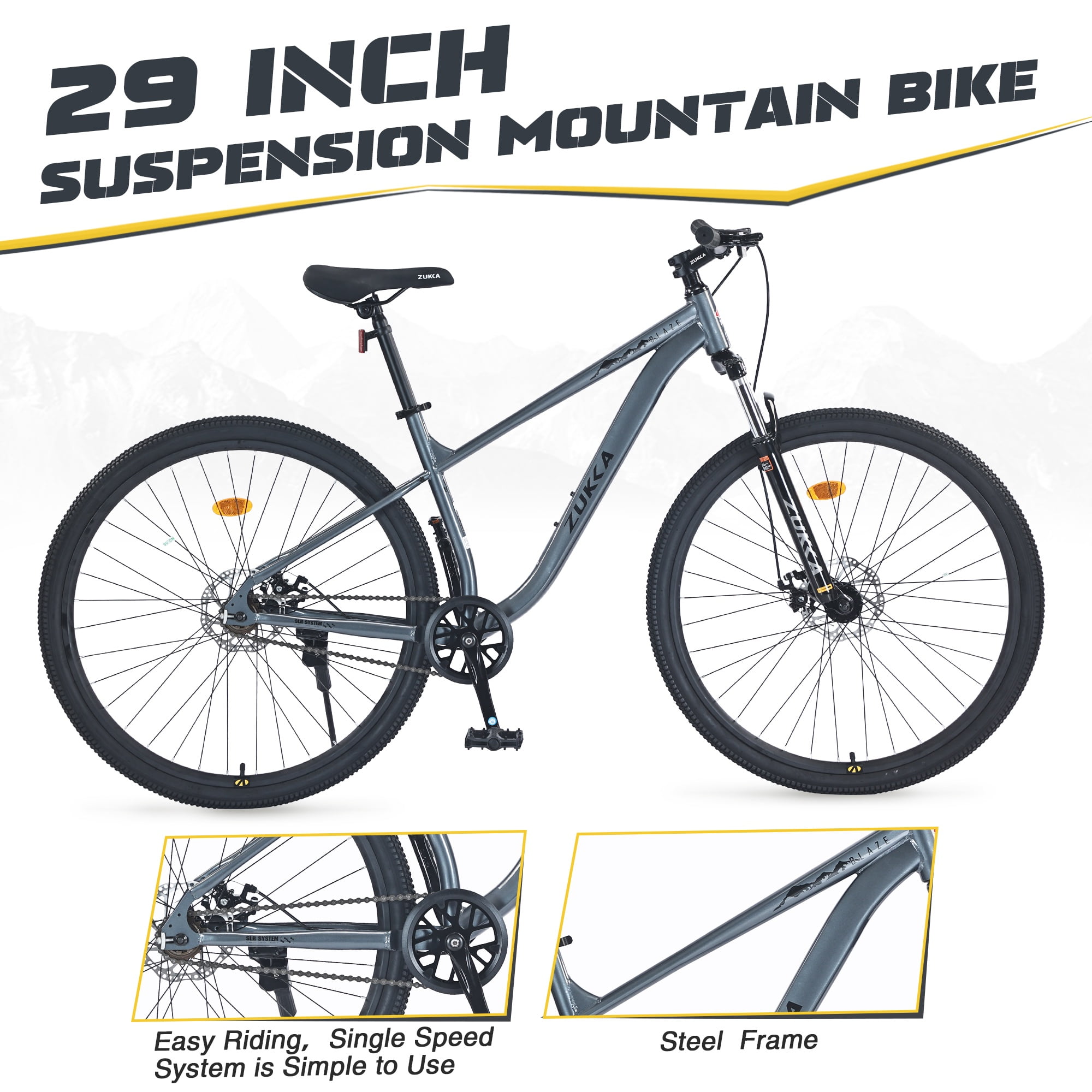 CASEMIOL 29 Inch Wheels Mountain Bike, Single Speed Bicycle