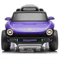 thumbnail image 6 of Xuanlur 12V Ride On Car for Kids, Licensed Volkswagen Beetle Ride on Toys with Remote Control, Electric Car for 3-5 Years Olds with Rear Cargo Storage, Music, Lights, 4-Wheel Suspension, Purple, 6 of 7