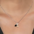 thumbnail image 3 of Gem Stone King 925 Silver and 10K Yellow Gold Peach Morganite and Black Sapphire Pendant Necklace for Women (2.60 Cttw, Oval 8X6MM, 7X5MM and 6X4MM, Gemstone October Birthstone, with 18 inch Chain), 3 of 4