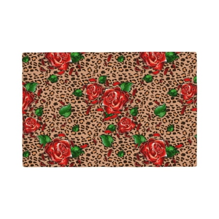 

Placemats Set of 6 Rose Mix Leopard 1 Place mats for Dining Table Indoor/Outdoor Cute Heat Resistant Washable Table Mats(18 x 12 )