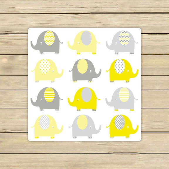 ABPHQTO Yellow Grey Cute Elephant Towels,Beach Bath Pool Sprot Travel Hand Spa Towel 13x13 Inch