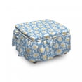 thumbnail image 1 of Floral Ottoman Cover, Happy Pastel Daisy Flowers, 2 Piece Slipcover Set with Ruffle Skirt for Square Round Cube Footstool Decorative Home Accent, Standard Size, Mustard Pale Sky Blue, by Ambesonne, 1 of 5