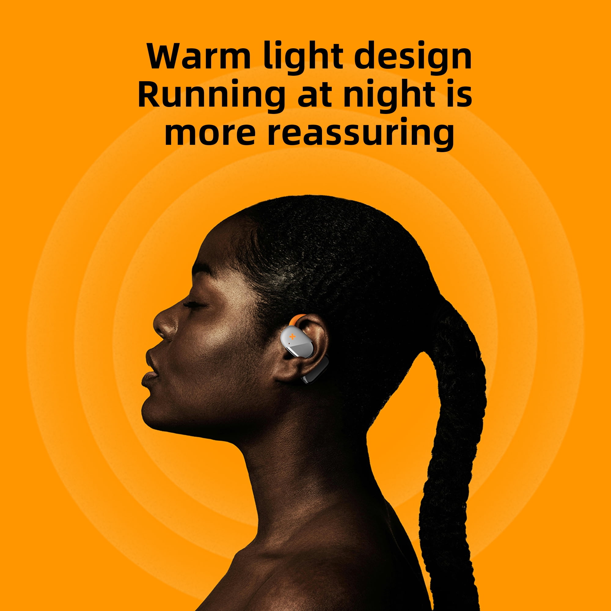 Seetoy New Design Open Ear Headphones,True Wireless Bluetooth 5.4 Open Ear Earbuds with Orange LED Strip Design，Be Turned Into Neckband Earphones with Especial Accessories,White