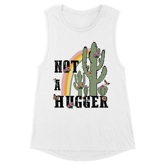 Not a Hugger Women's Muscle Tank Large White