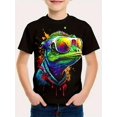 thumbnail image 1 of Boys' T-shirt with colorful chameleon 3D pattern printed short sleeved comfortable and versatile top, 1 of 5