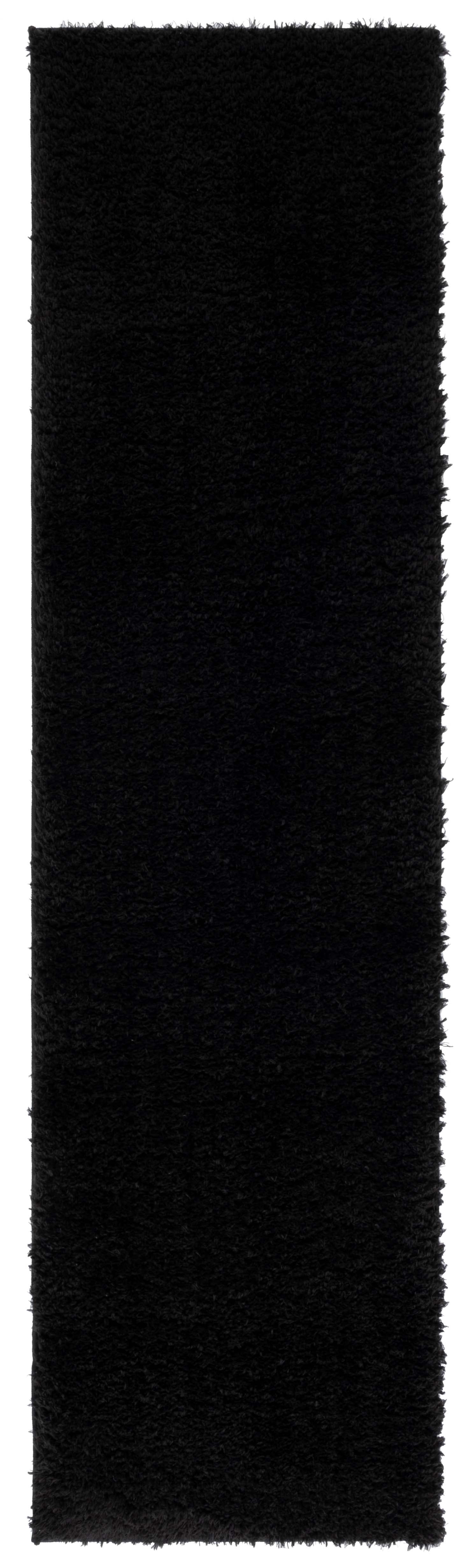 Safavieh Lindsay Deborah Solid Polyester Shag Runner Rug, Black, 2'2" x 9'