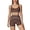 Brown, variant on PISONIC Two Piece Workout Sets for Women Color Block Sports Bra and High Waist Shorts Gym Yoga Active Wear Outfits