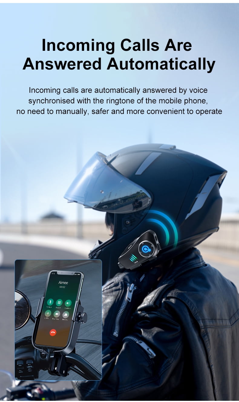 Motorcycle Helmet Headset with HD Camera 1080P Video Motorbike Helmet Bluetooth IP66 Waterproof Hands-Free Communication with Mic Headphone Speakers Compatible All Helmets