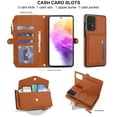 thumbnail image 6 of Decase 2-in-1 Detachable Magnetic Wallet Case Compatible with Samsung Galaxy A15, Shockproof PU Leather Flip Cover with Card Slots,Cash Pocket,Zipper Purse,Crossbody Strap,RFID Blocking,Brown, 6 of 8