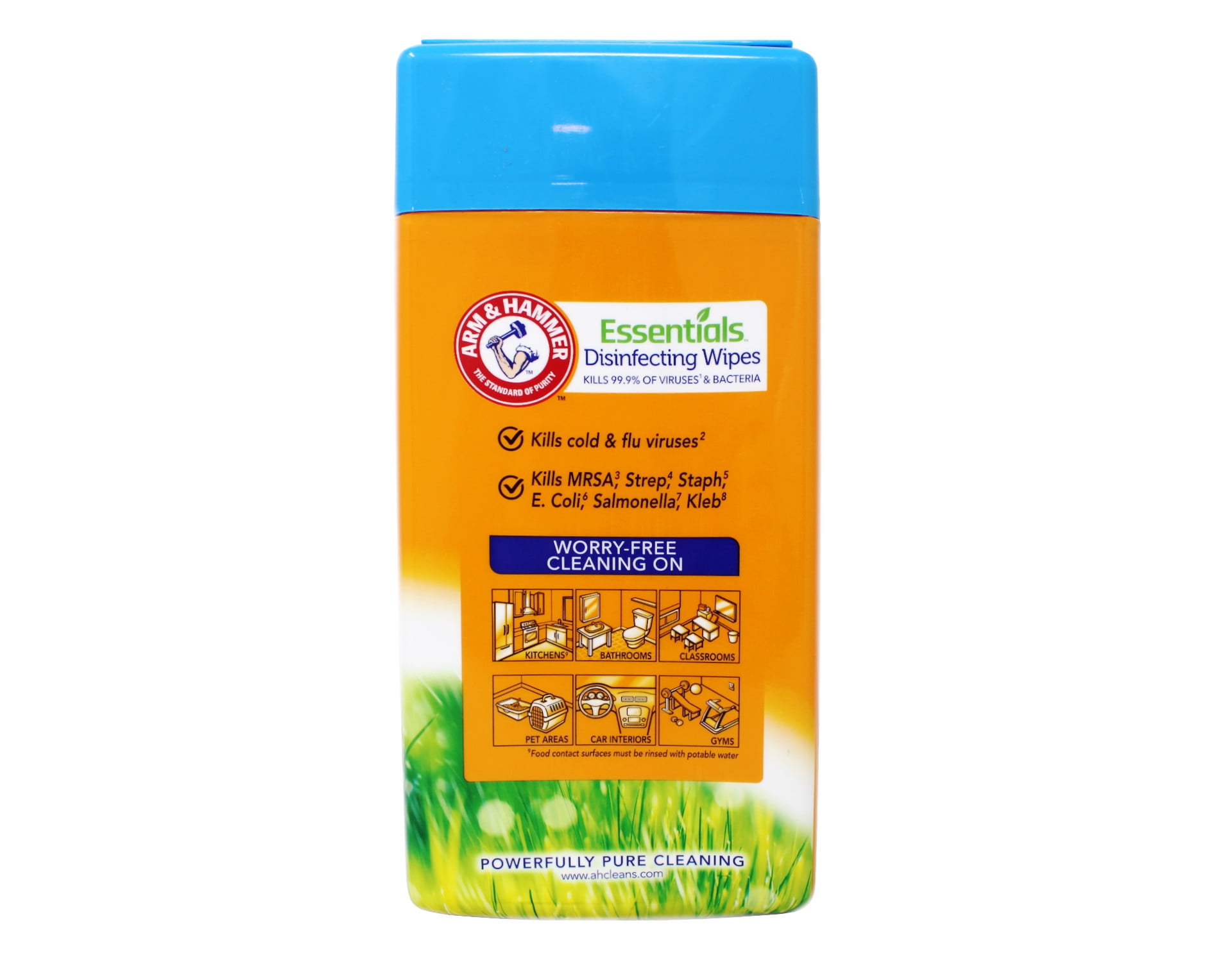 Arm & Hammer Essentials Disinfecting Wipes, Renewing Rain Scent 110Ct, Bleach-Free, Kills 99.9% of Viruses & Bacteria - 4 Pack