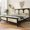 Black+Solid Wood+MDF+Queen, variant on HMYG Queen Size Wood Platform Bed with Rattan Headboard and Footboard,Black+Beige