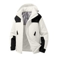 thumbnail image 6 of Yuaguia Men's Winter Cotton Jacket, Thick Padded Warm Coat, Waterproof Hooded Outdoor Outerwear, Loose Fit Color Block Casual Wear for Cold Weather Hiking, Camping & Commuting, Beige L, 6 of 7
