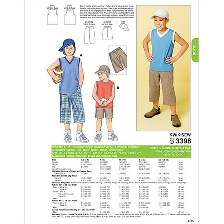 - Kwik Sew Pattern Shorts, Shirts and Hat, XS (4, 5), S (6), M (7, 8), L (10), XL (12)