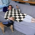 thumbnail image 3 of Black and White Checkered Pattern Wearable Oversized Blanket,Wearable Blanket Hoodie for Adults,Cozy Hooded Blankets with Super Pockets,Super Warm Fuzzy Pullover for Women & Men, 3 of 6