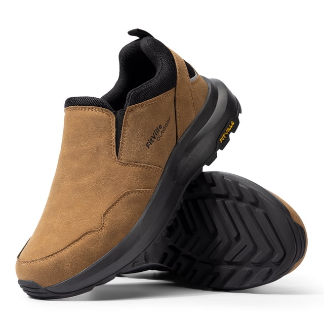 FitVille-zapatos de senderismo anchos para hombre, mocasines cómodos sin cordones para caminar y Trekking, zapatillas con soporte para el arco