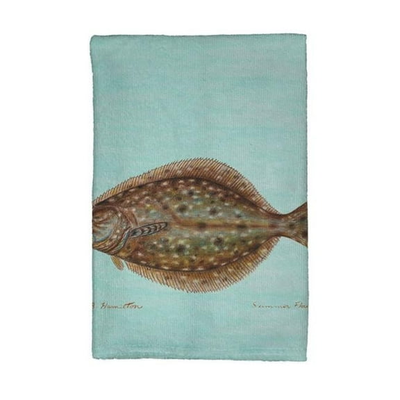 Betsy Drake KT014C Flounder on Teal Kitchen Towel