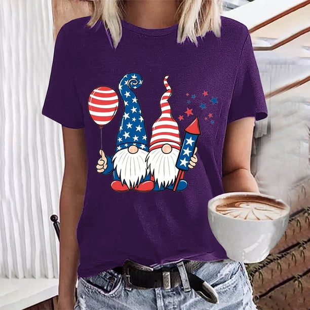 Fiudx Ofertas y Liquidaciones Blusa de Manga Corta con Estampado de Moda para Mujer, Divertida Camiseta con Cuello Redondo