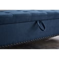 thumbnail image 3 of Bed Bench with 59" Blue Upholstery Storage | Multifunctional in Sleeping and Relaxing Areas | Button Tufted Top with Soft Fabric | Easy to Maintain for Cleanliness, 3 of 5