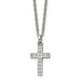 thumbnail image 6 of Stainless Steel Necklace with Pendants Chain Polished Laser Cut CZ 2 Piece Cross 20in 20 inch, 6 of 6
