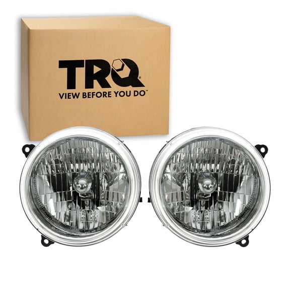 TRQ 2 Piece Headlight Assembly Set Driver & Passenger Side Fits 2002-2004 Jeep Liberty CH2502136 CH2503136