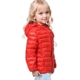 thumbnail image 2 of LZHGirlshop Kids Boy Girl Winter Hooded Puffer Jackets Coats Solid Color Zipper with Pocket Light Weight Padded Outerwear,Red,6-7T, 2 of 6