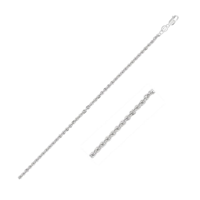Chaîne Légère en Corde 2,0 mm Or Blanc 14k 16 Po