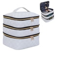thumbnail image 1 of Bolsa de maquillaje LANDFOBO grande de 3 capas con asa Travel Beige, 1 of 6