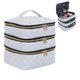 thumbnail image 1 of Bolsa de maquillaje LANDFOBO grande de 3 capas con asa Travel Beige, 1 of 6