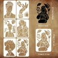 thumbnail image 7 of 6PCS African Tribal Women Stencils 11.7x8.3 inch Plastic Tropical Plant Craft Stencil Large African Girl Stencil Templates with Ring Earrings Bracelet Crown for Art Home Decoration, 7 of 7