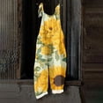thumbnail image 7 of JULMCOMO Cotton Linen Jumpsuits for Women Floral Print Tie Strap Baggy Summer Outfits Scoop Neck Vacation Comfy Casual Jumpsuits Cyan L, 7 of 7