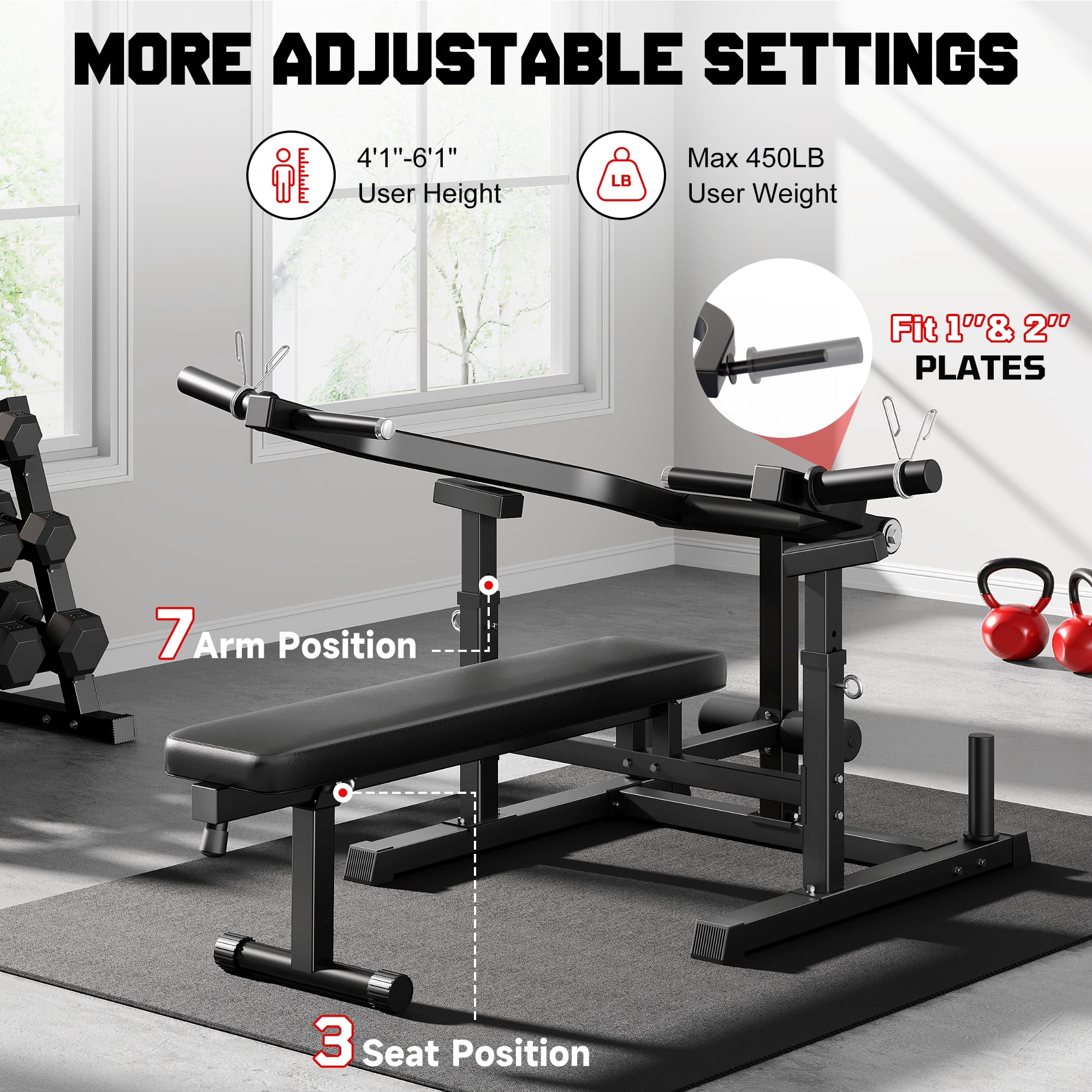 MITONOS Chest Press Machine,Weight Bench Press Machine with Independent Converging Arms,Adjustable Flat Incline Bench Press for Chest,AB Workout Home Gym Equipment(BLACK)