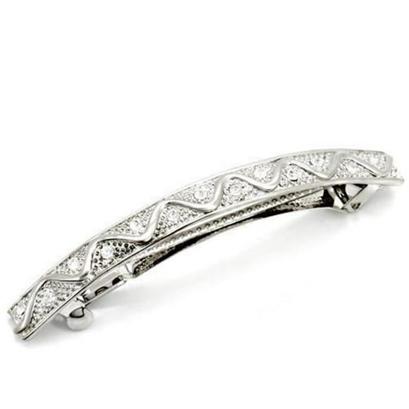 Women Rhodium White Metal Tiaras & Hair Clip with Top Grade Crystal in Clear