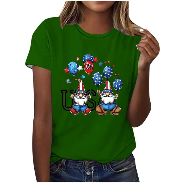 Tops de Ajuste Suelto para las Mujeres Sudadera Casual Impresa Manga Corta Cuello Redondo Superior, Poliéster