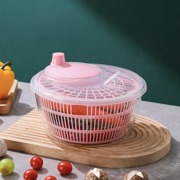 Household Vegetable Dehydrator, Salad Spinner Dryer, Plastic Fruit Basket, Rotary Drain Basket for Kitchen, Sink, Fresh Greens, Pink, by FAJHHA